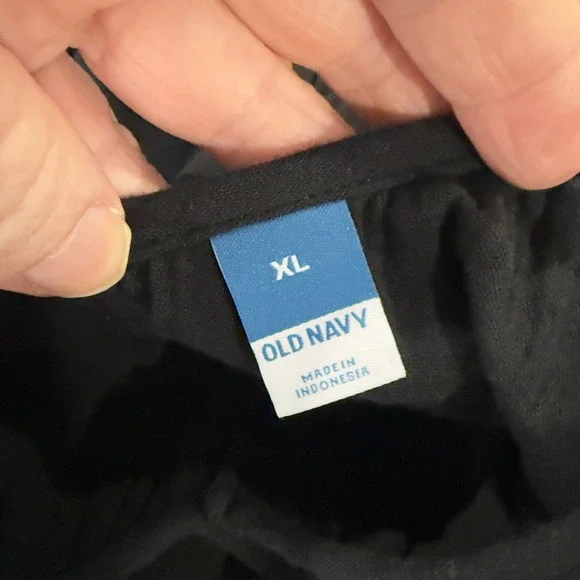 Old Navy Black Gauze Jumpsuit XL Tie Shoulder Wide Leg Cropped Romper Coastal - Picture 5 of 6